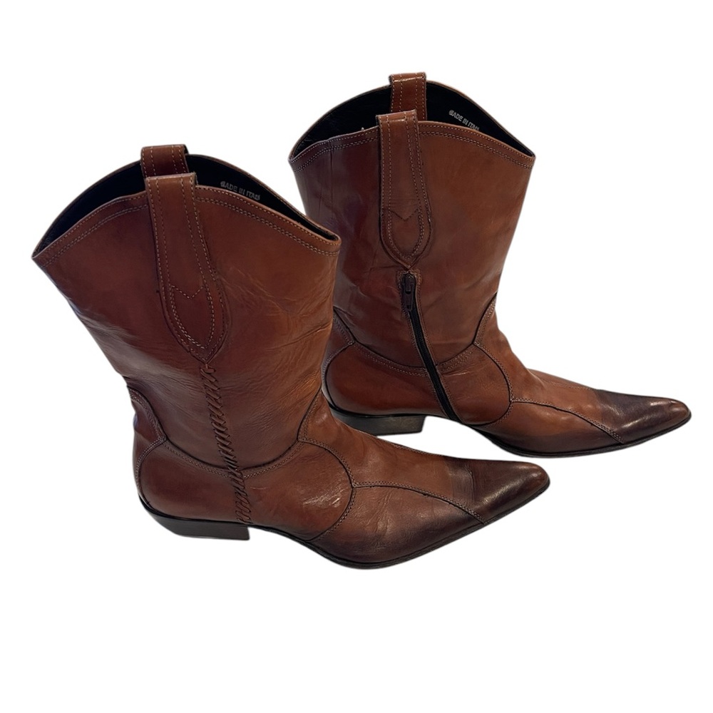 Vero Cuoio Spazicuomo Brown Leather Boots Size 42/11 US Made In Italy Pre-own.